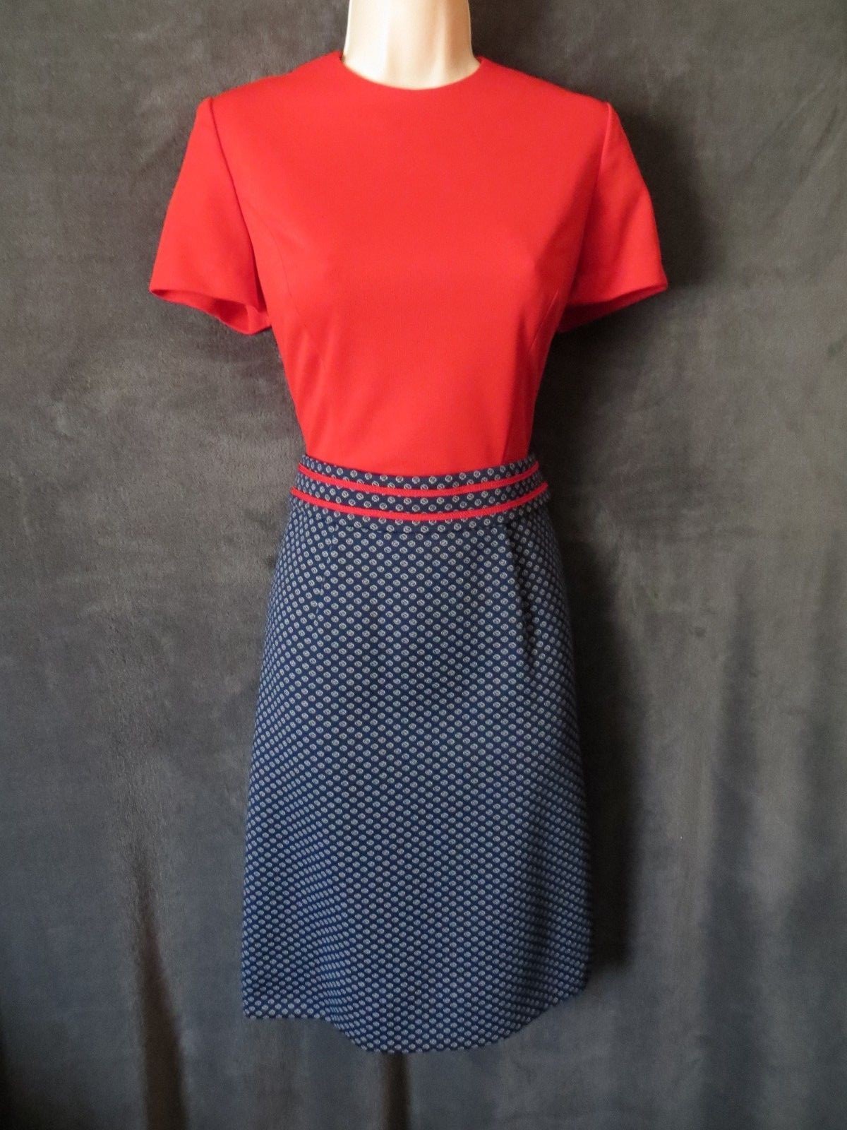 NWT 70s Anchor Vintage Red White Navy Mod Atomic Belted Dress Suit Jacket Set 10