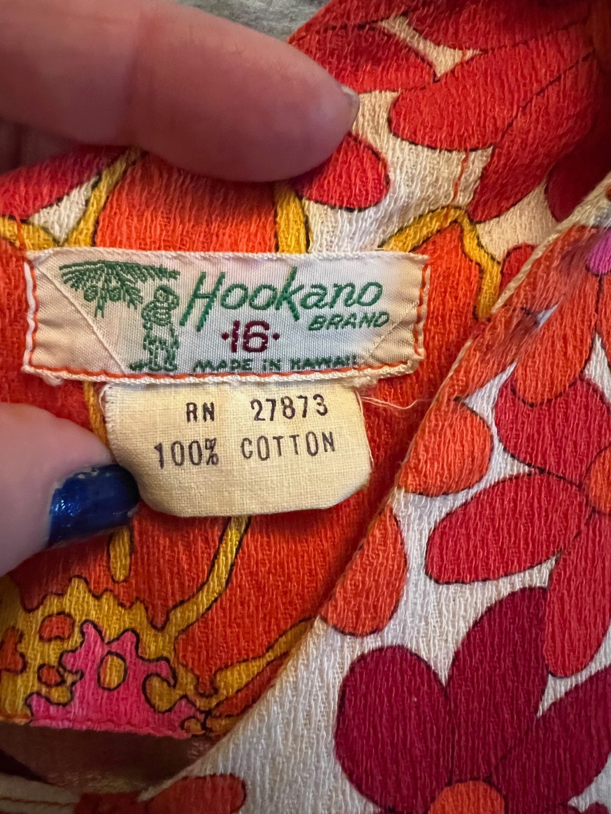 Vintage FLOWER POWER Maxi Long Dress 100% Cotton HOOKANO made in HAWAII GROOVY!