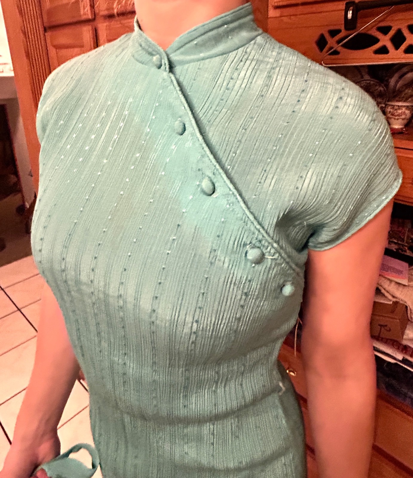 Vintage Chinese Oriental Style Sexy Dress Stretchy S or M REDUCED