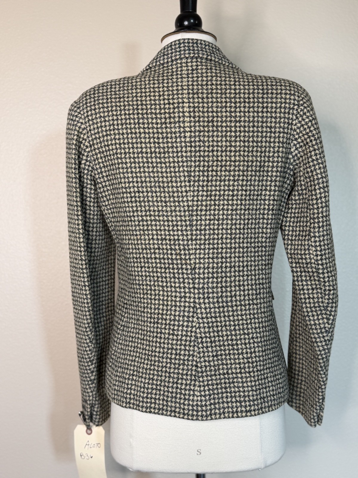 Vintage Checkered Black/white Blazer Womans B36