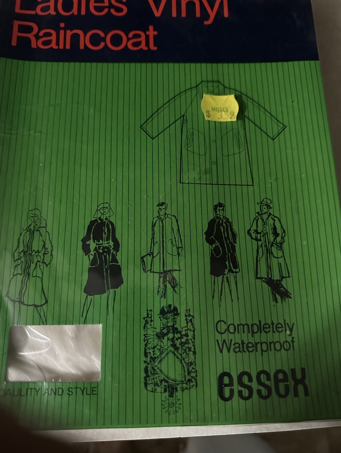 Vintage 60s Ladies Vinyl Raincoat Clear Frosted Size Small Style #1219 NIB