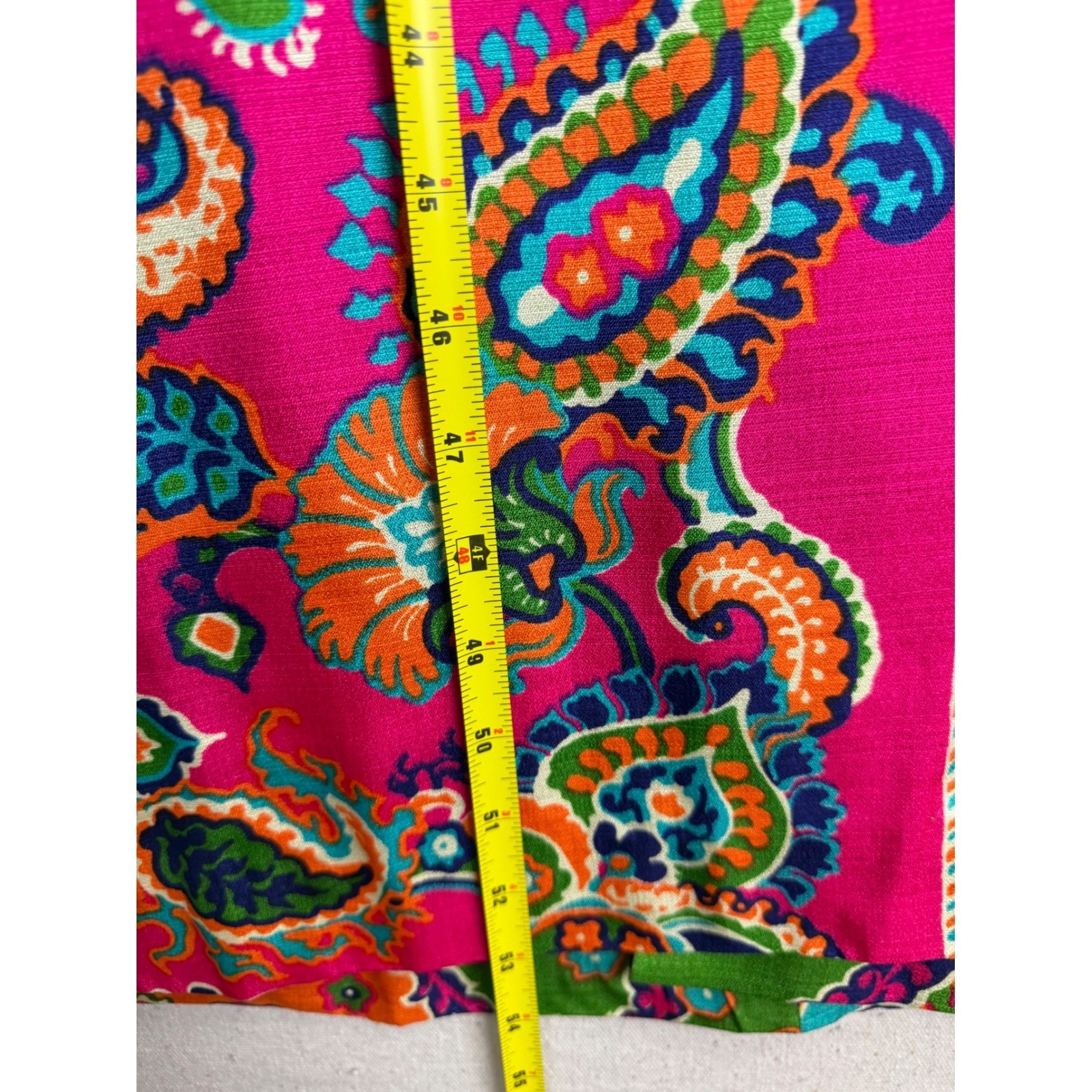 VTG Psychedelic Paisley Floral Maxi Dress Pink Orange Green Garden Party Boho