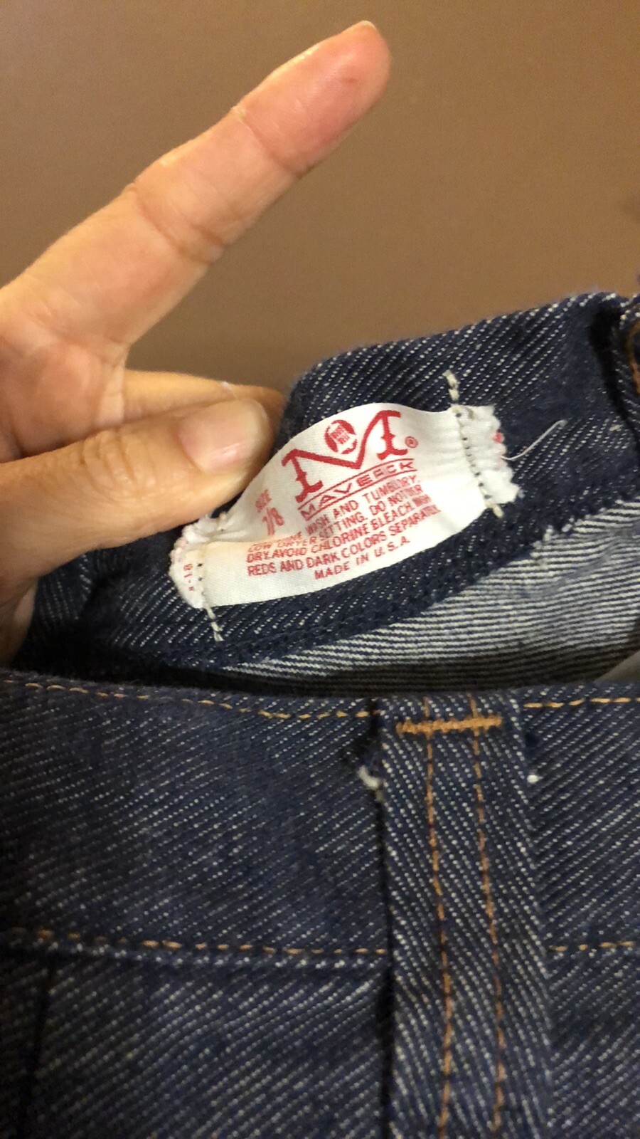 Vintage Blue Bell Maverick Denim Jeans 1940 1950 Dark Blue Wash Size 23 24”