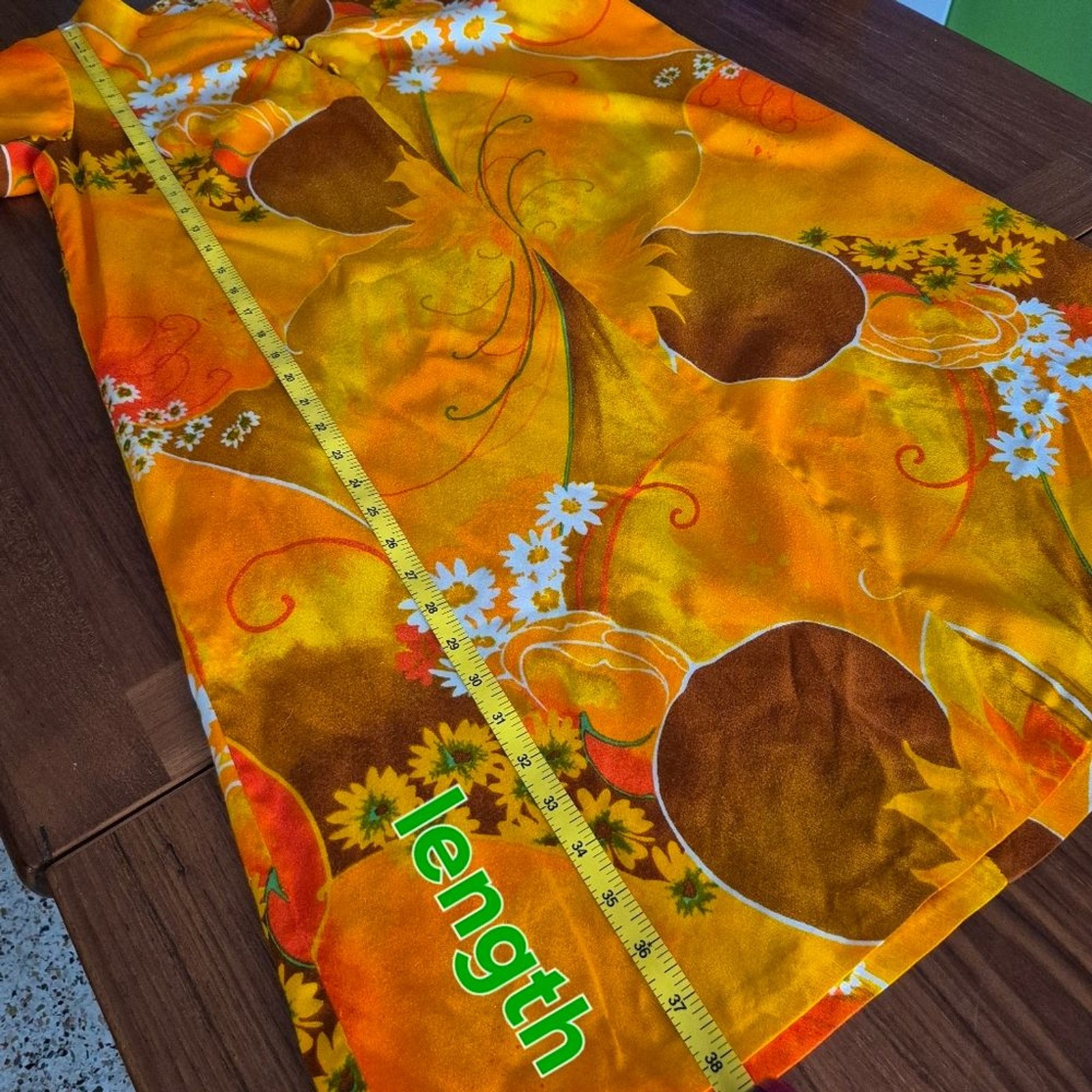 Vintage 60s Paradise Hawaii Orange Floral Shift Dress 12
