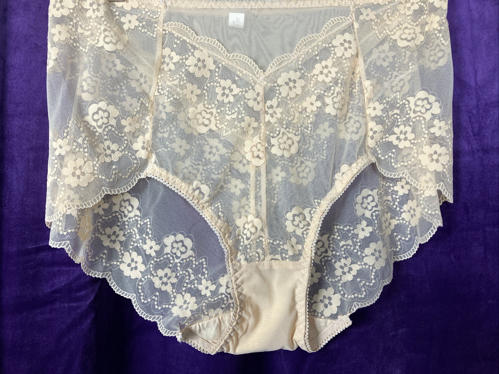 Set 2 NEW 3x Sheer Lace Risqué NUDE Granny Panty Nylon Mesh Lace Stocking Sissy