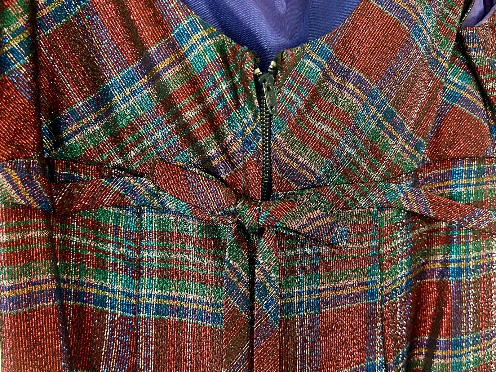 Vintage 50s Peter Robinson Plaid Empire Waist Holiday Party Dress US Size 4