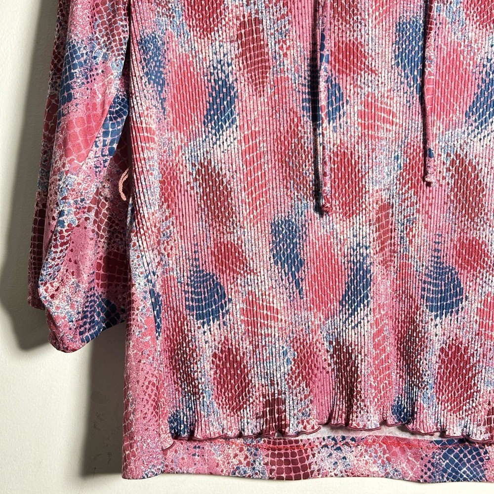 Ms Lea Casuals Vintage Plus 18 1/2 Snakeskin Crinkle Tie Neck Blouse Tunic NWOT