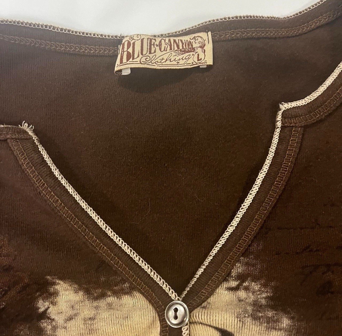 Blue Canyon Vintage Top Shirt Coffee Shop Chocolate Print, 2000s Y2K