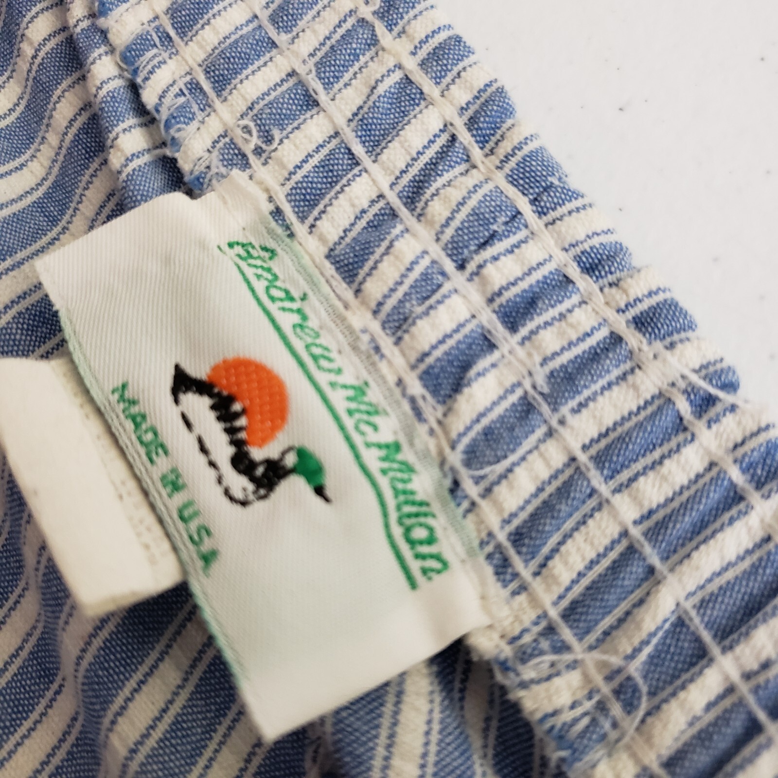 Vintage Andrew McMullan Seersucker Striped Pull On Capri Slacks Pants Womens 12P