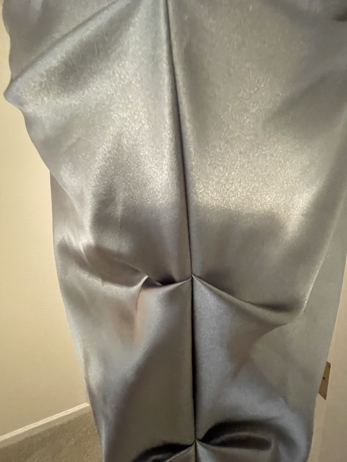 VTG Y2K Blondie Nites Stacy Sklar One Shoulder Mermaid Gown Metallic Silver 3