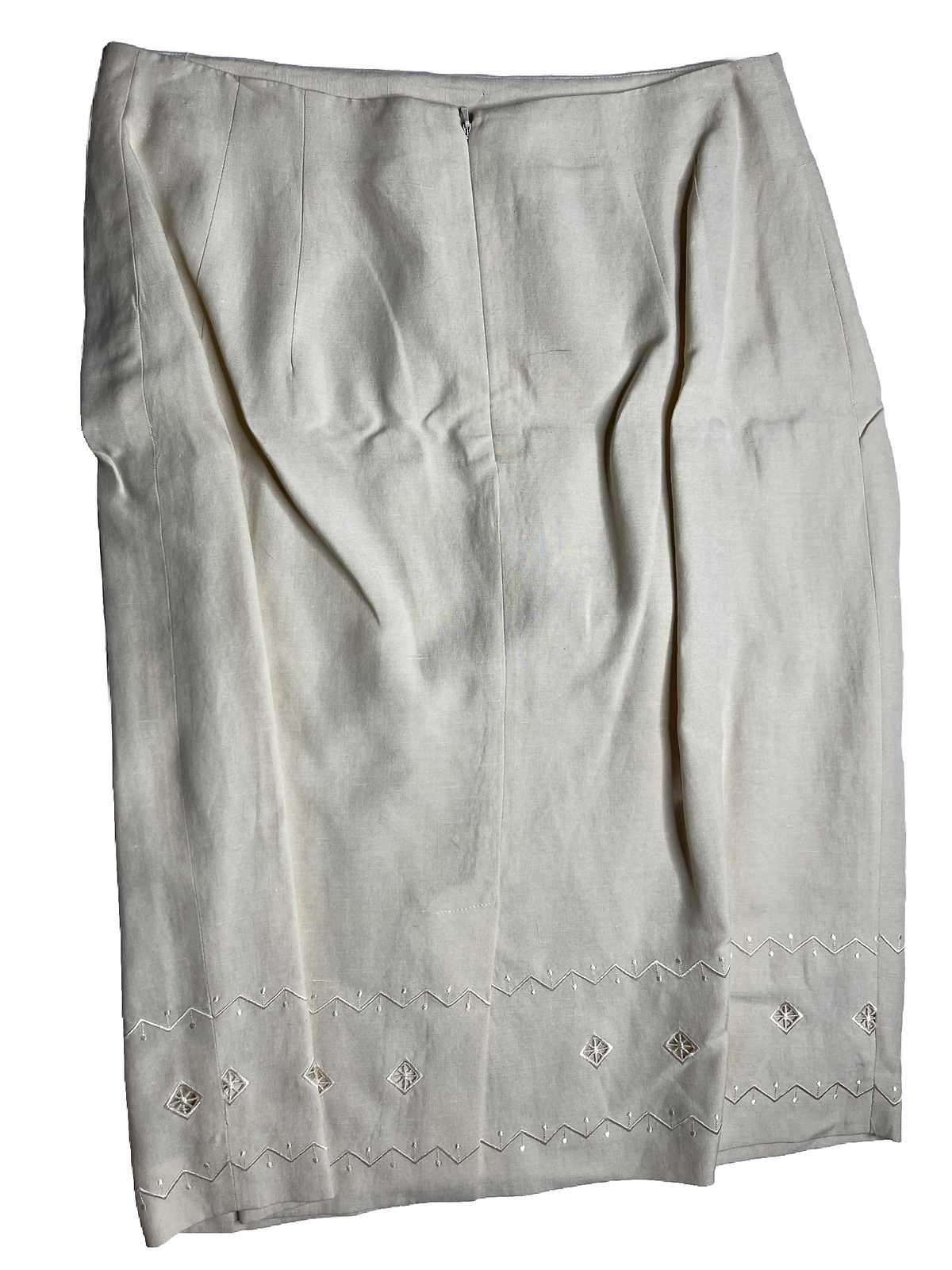 YL By Yair Women’s Cream Blazer Skirt Set W/ Stitching Padded Shoulders Size 12