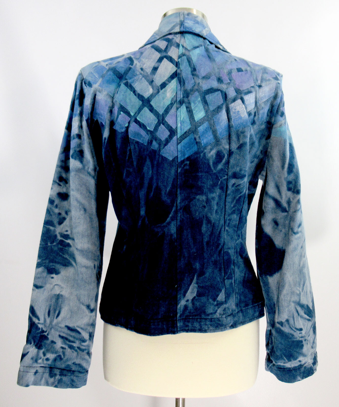 Vintage Freida 1980s or 90s artsy boho tie dyed batik denim jacket