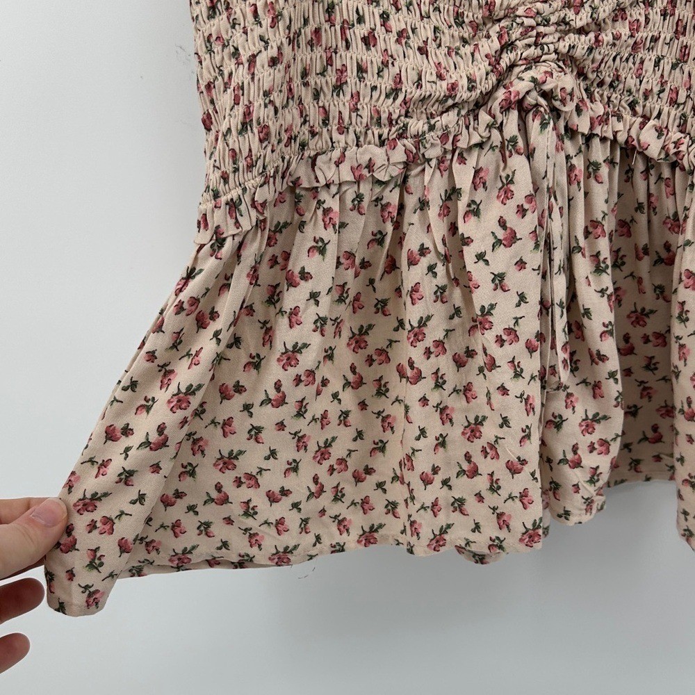 Papaya Y2K VTG FeminineChic Cottagecore Boho Girly Beige Floral Camisole Top SzS