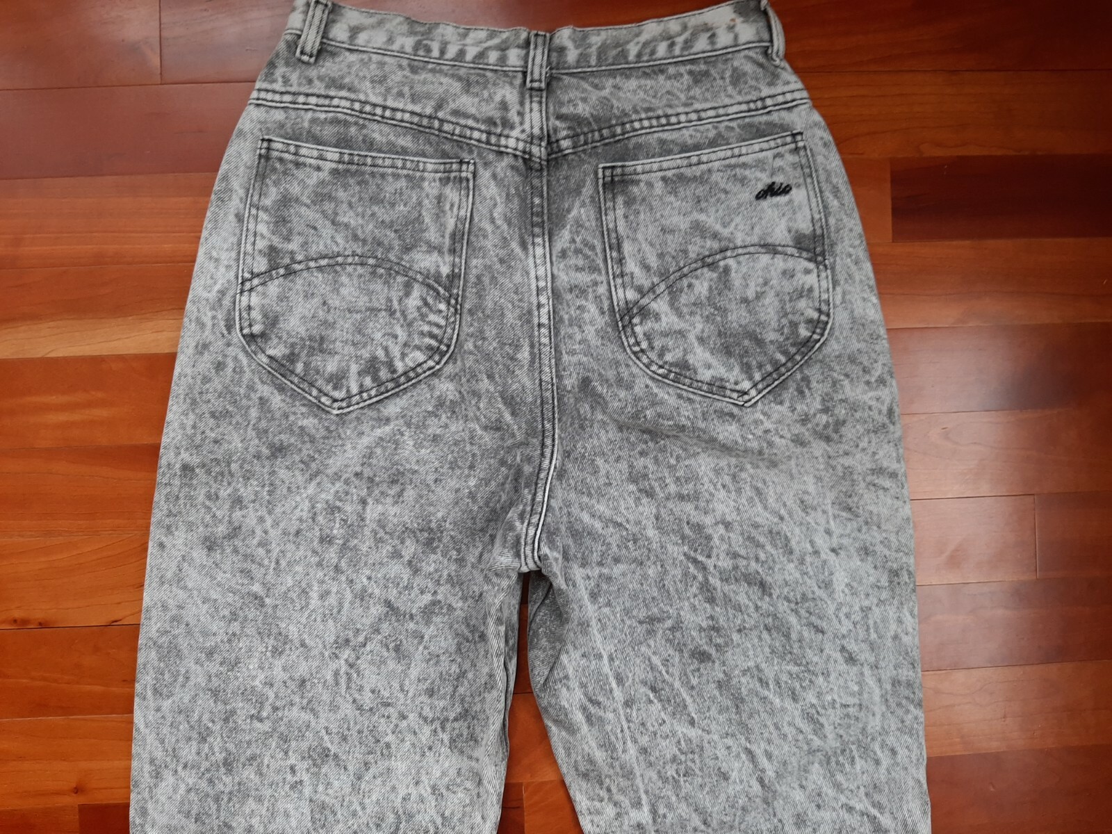 Vintage 80s 90s Jeans High Rise Waist Acid Wash Black Tapered Leg CHIC 12 Tall