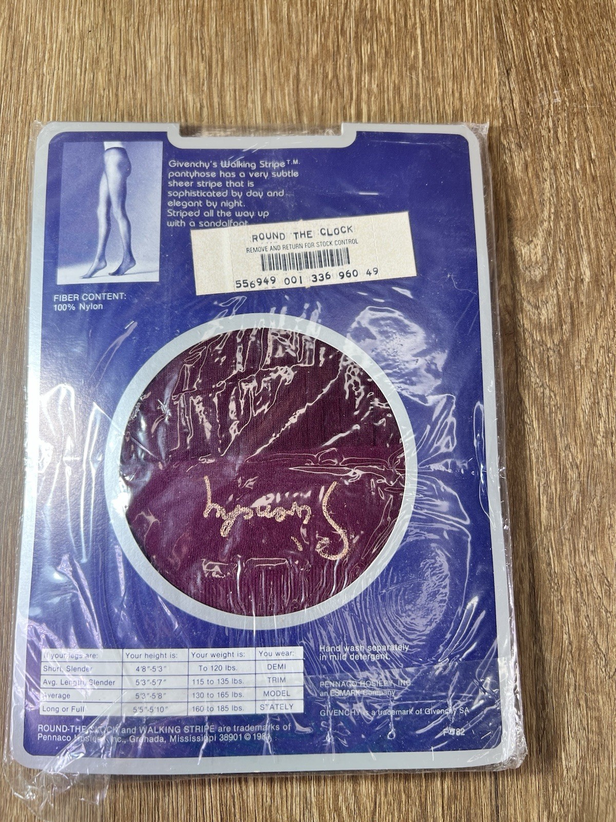 Vintage Givenchy Walking Stripe Pantyhose Fine Wine Red Burgundy Stately NIP