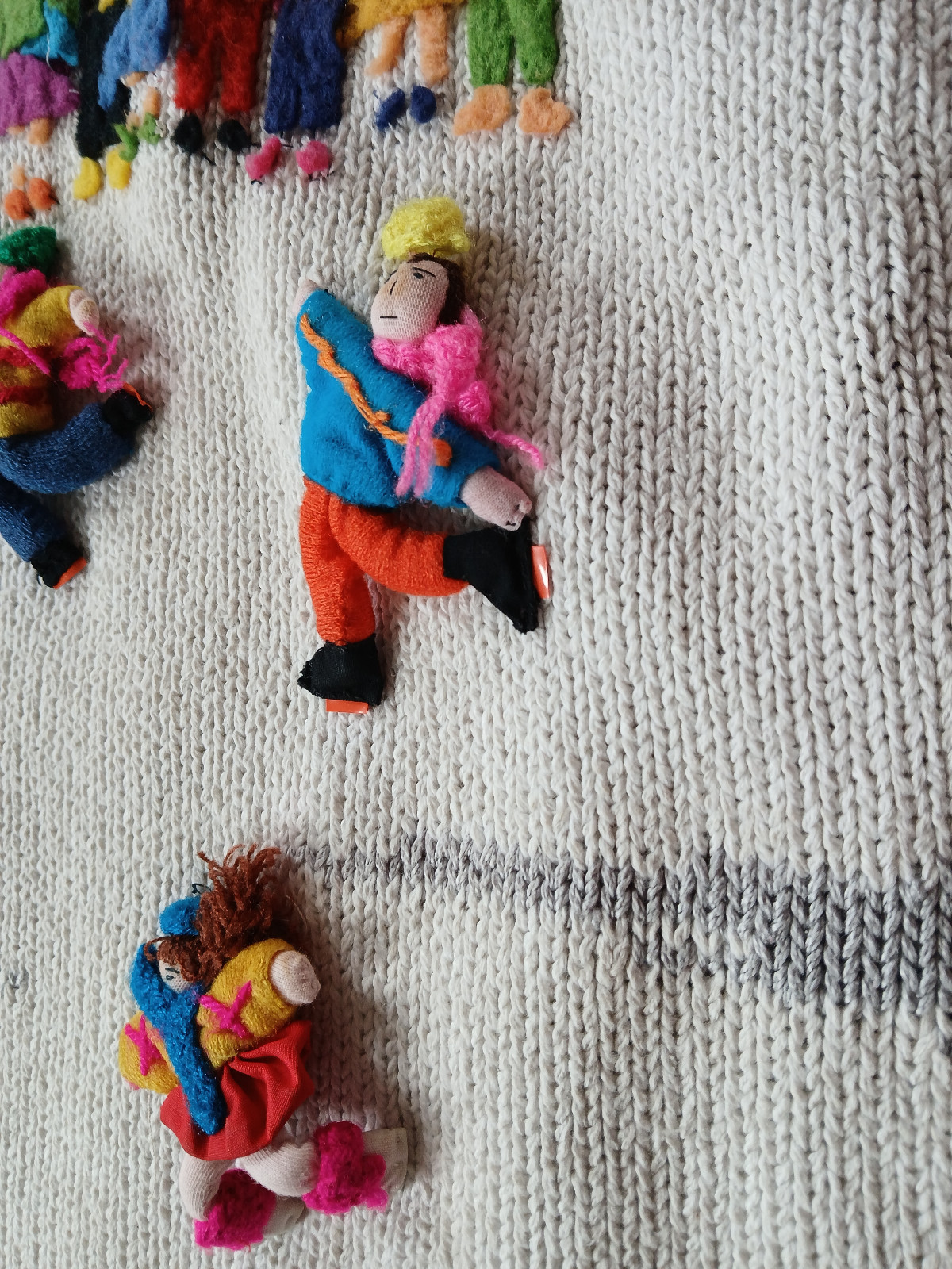 Vintage Raquel’s Collection 3D Ice Skating Scene Sweater Size L Handmade in Peru