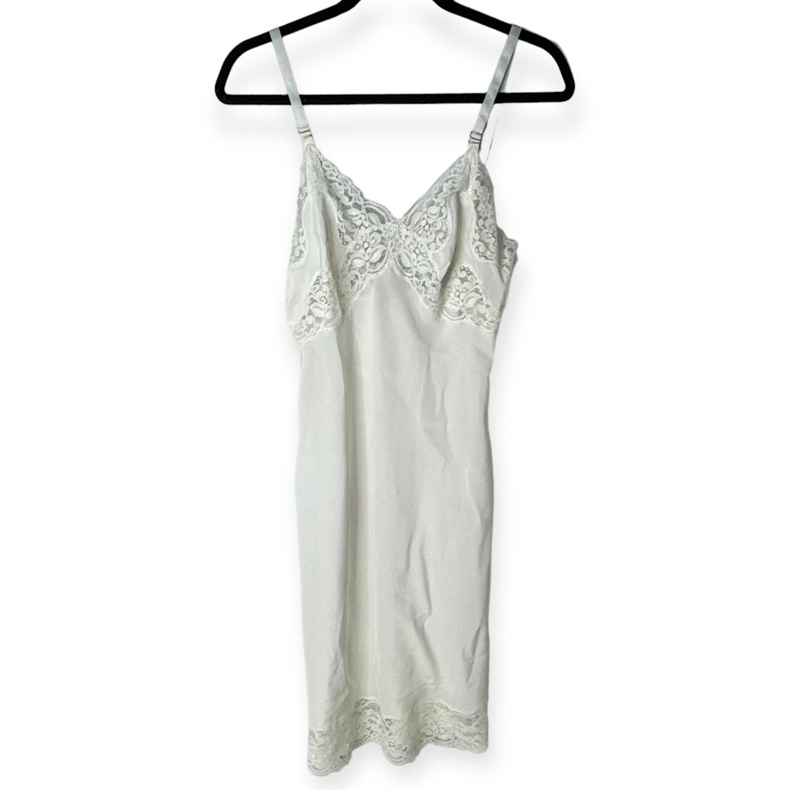 Lady Lynne Bonwit Teller Vintage Small Ivory Lace Slip Dress Fitted Adjustable