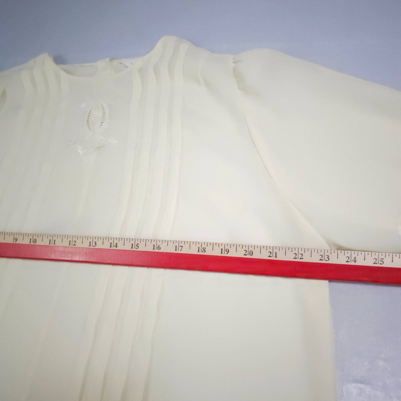VTG 70s Off White Blouse Philippines Embroidered Poetcore Cottagecore XL 24 PTP