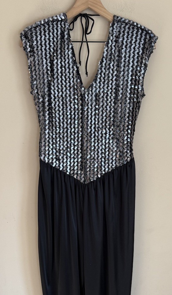 Vintage Disco Jumpsuit Glenrob 1970s 1980s Sequin Womens Size 8 10