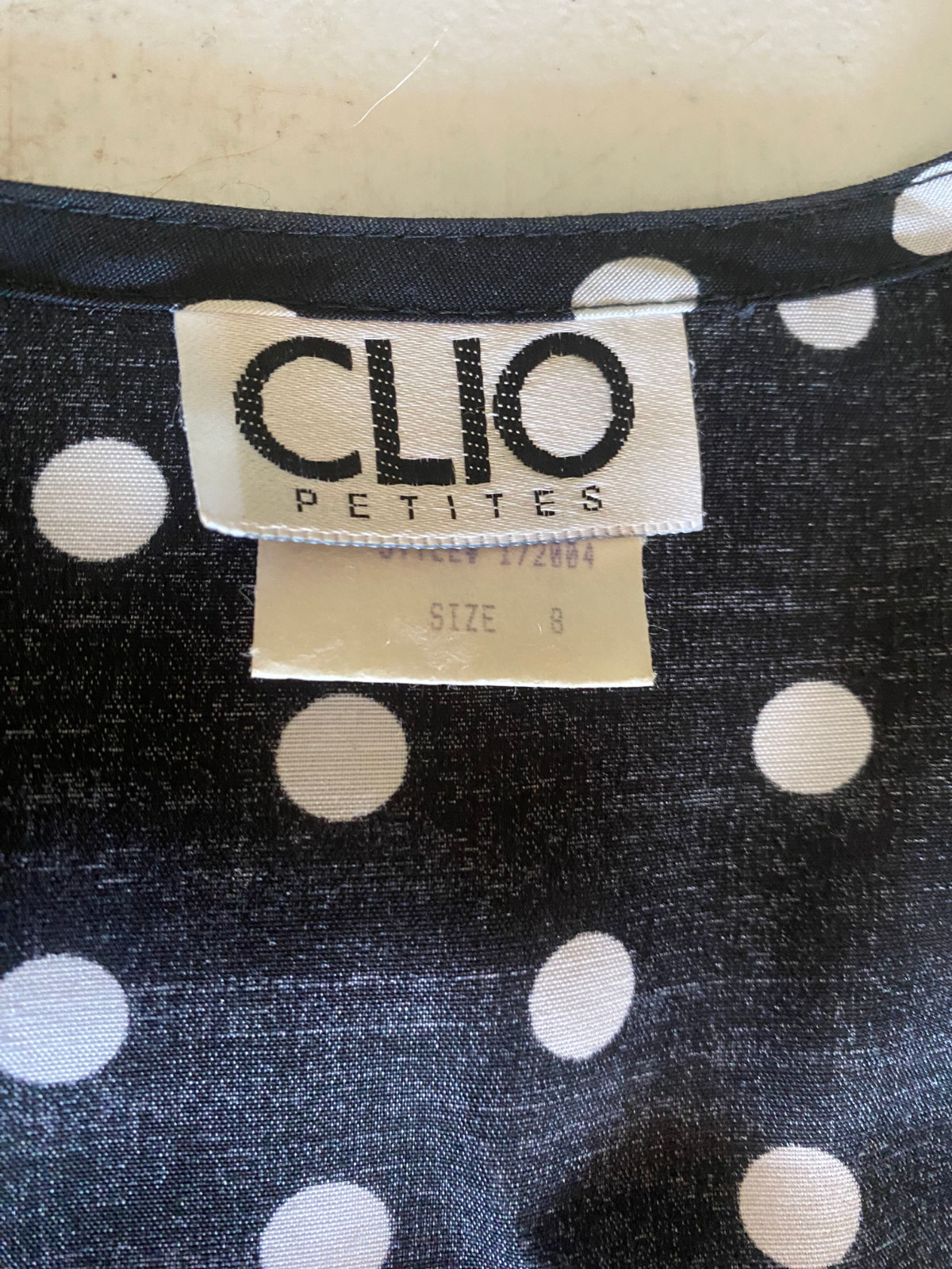Clio Petites Vintage 80s Women’s button down black/ white Polka Dot Dress sz 8P