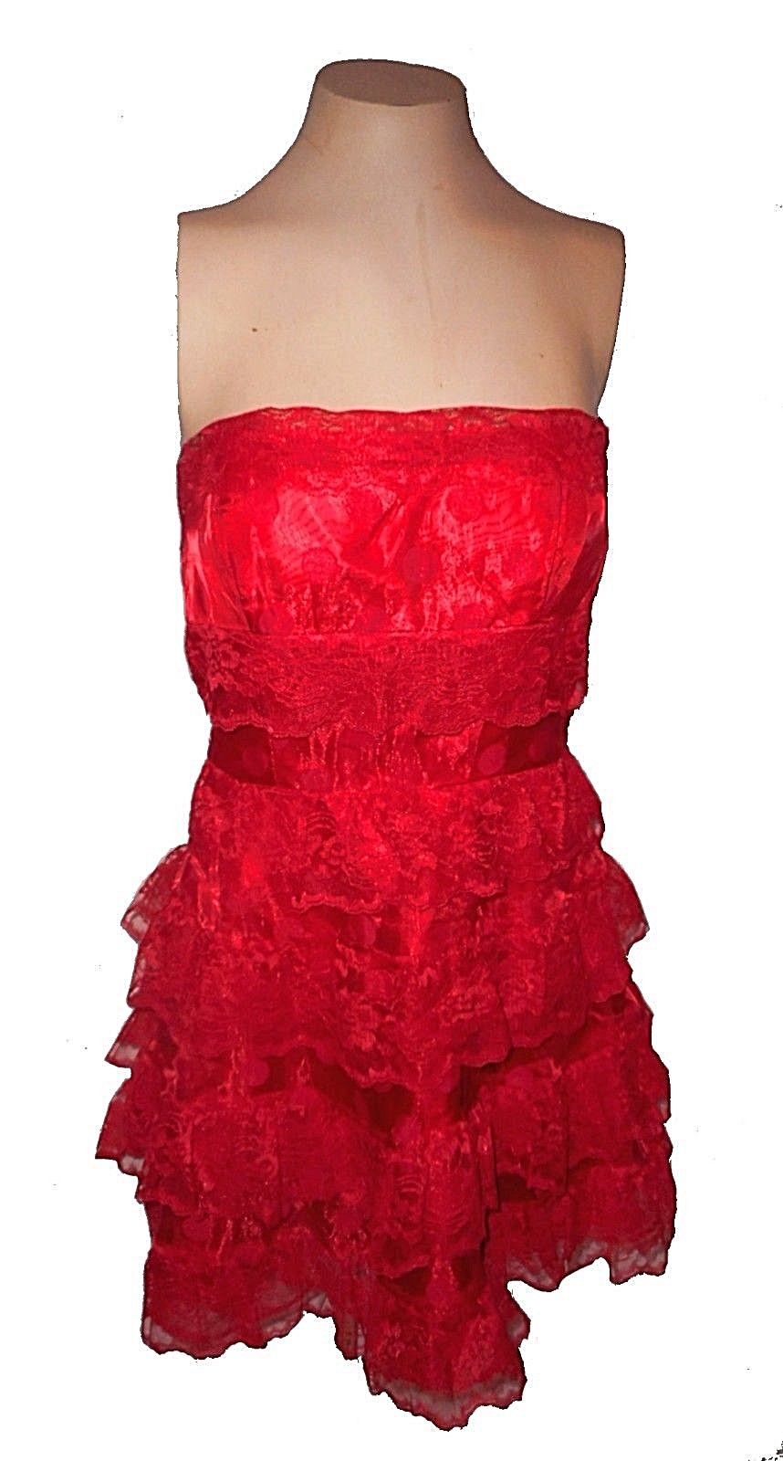 Dress Steppin Out, Evening Corset Lace Boning Crisp-Mesh-lining Scarlet Mint 7/8