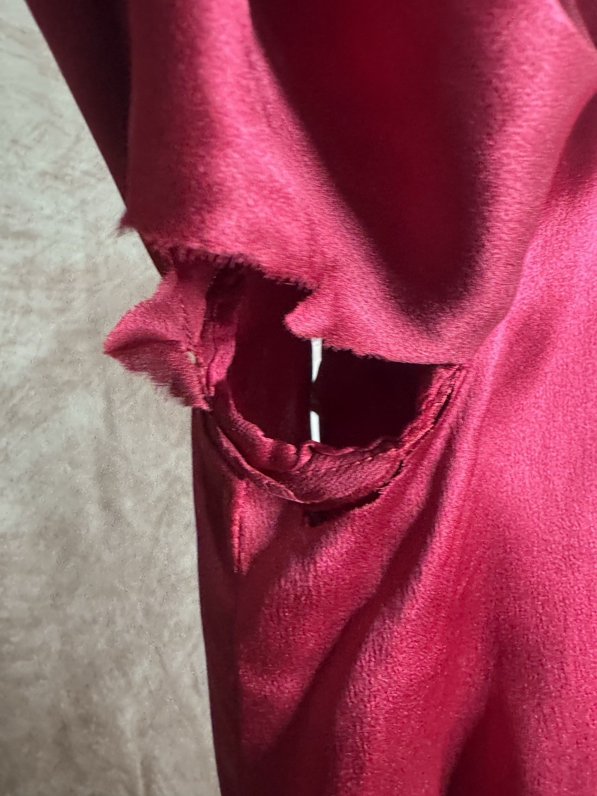 Antique 1910s 1920s Red Satin Dress Embroidered Trim Enamel Buckles Drop Waist