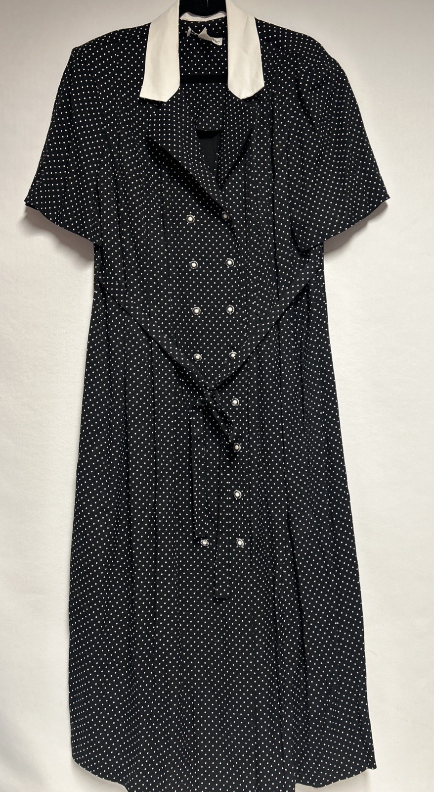 VTG 20W Allison-Che Black Dress Polka Dots Secretary Rockabilly Retro