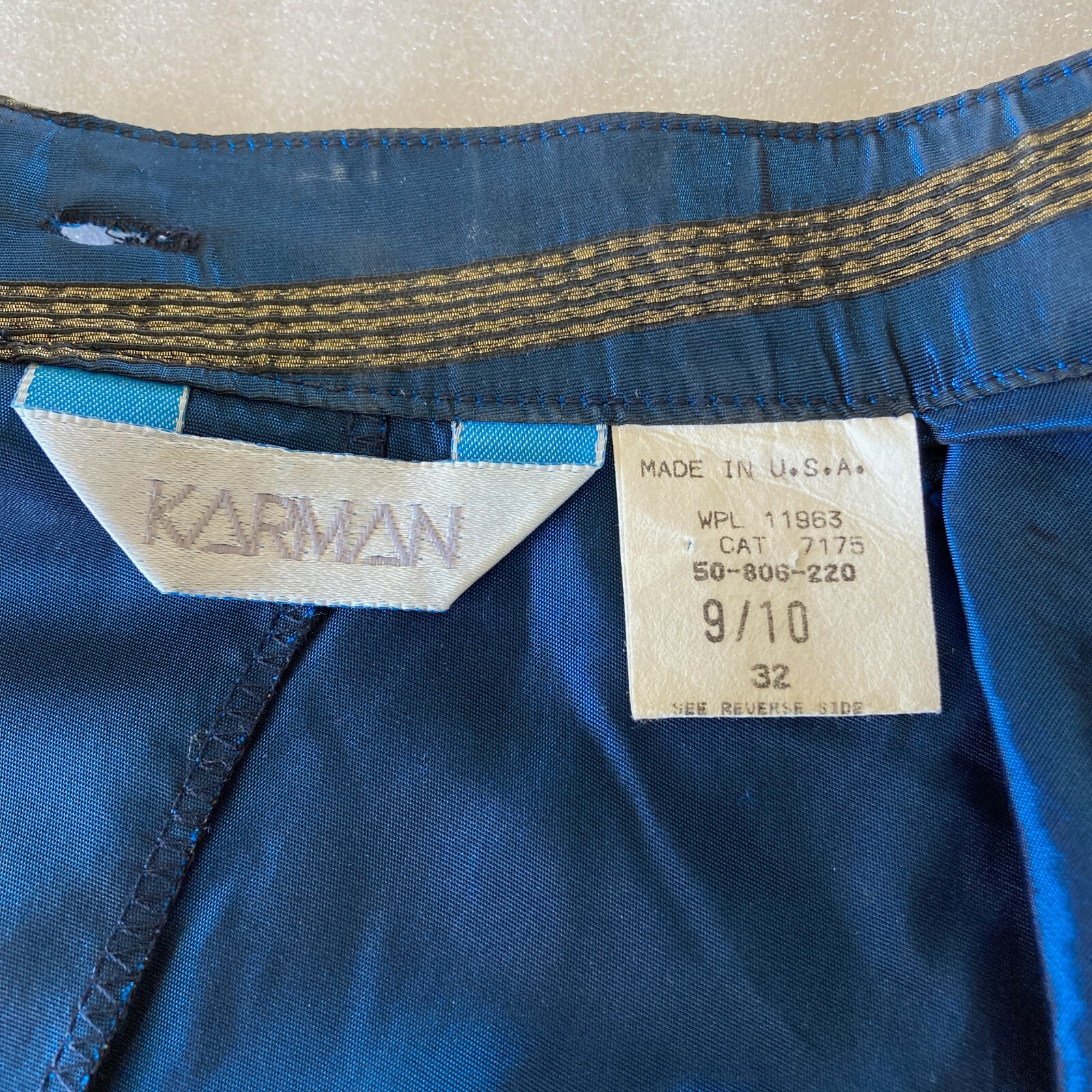Vintage KARMAN Western Blue Metallic Shirt Top Womens Sz 9/10 Majorette Band