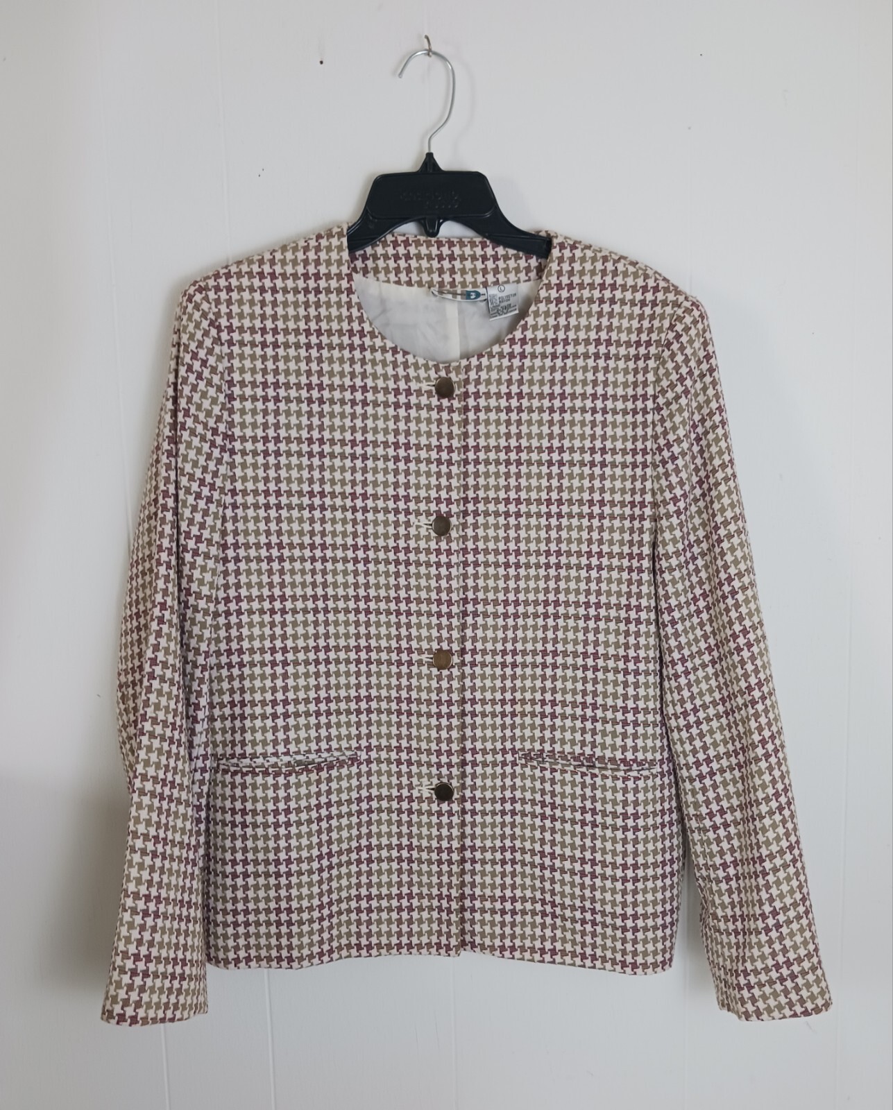 Vintage Paul Harris Design Lined Blazer Women’s Size L Hounds Tooth