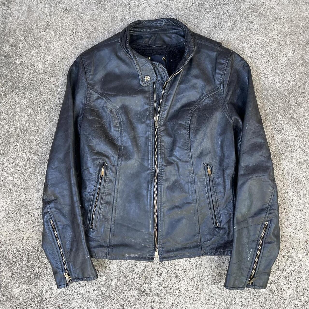 Vtg 60s 70s Lesco Leather Jacket Womens 8 Biker Motorcycle Talon Black Xs