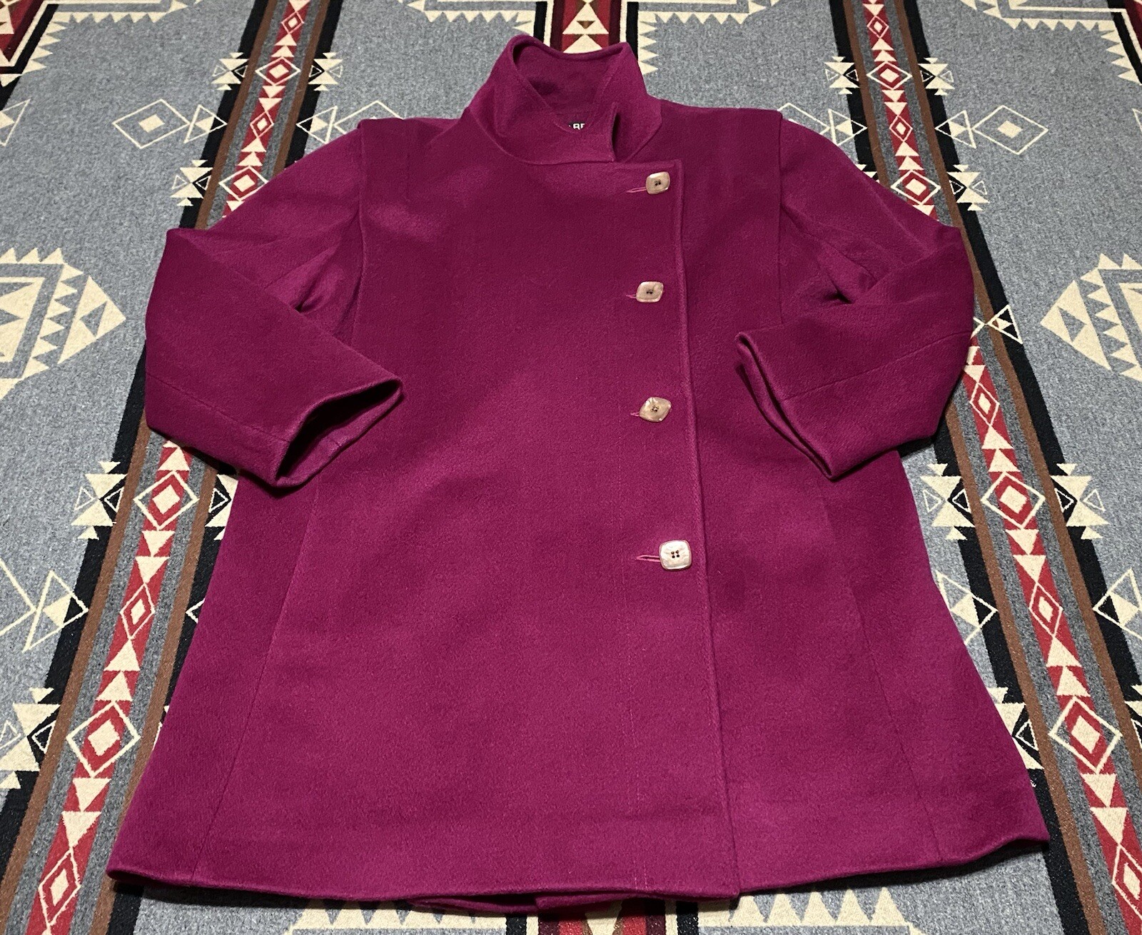 Vintage B Altman Magenta Wool Tweed Overcoat Womens USA HR