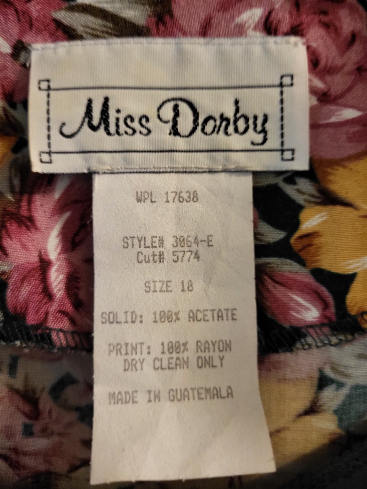 VTG Miss Dorby Lace Collar Cottage Core Prairie Floral 2 Pcs Dress Women’s Sz 18