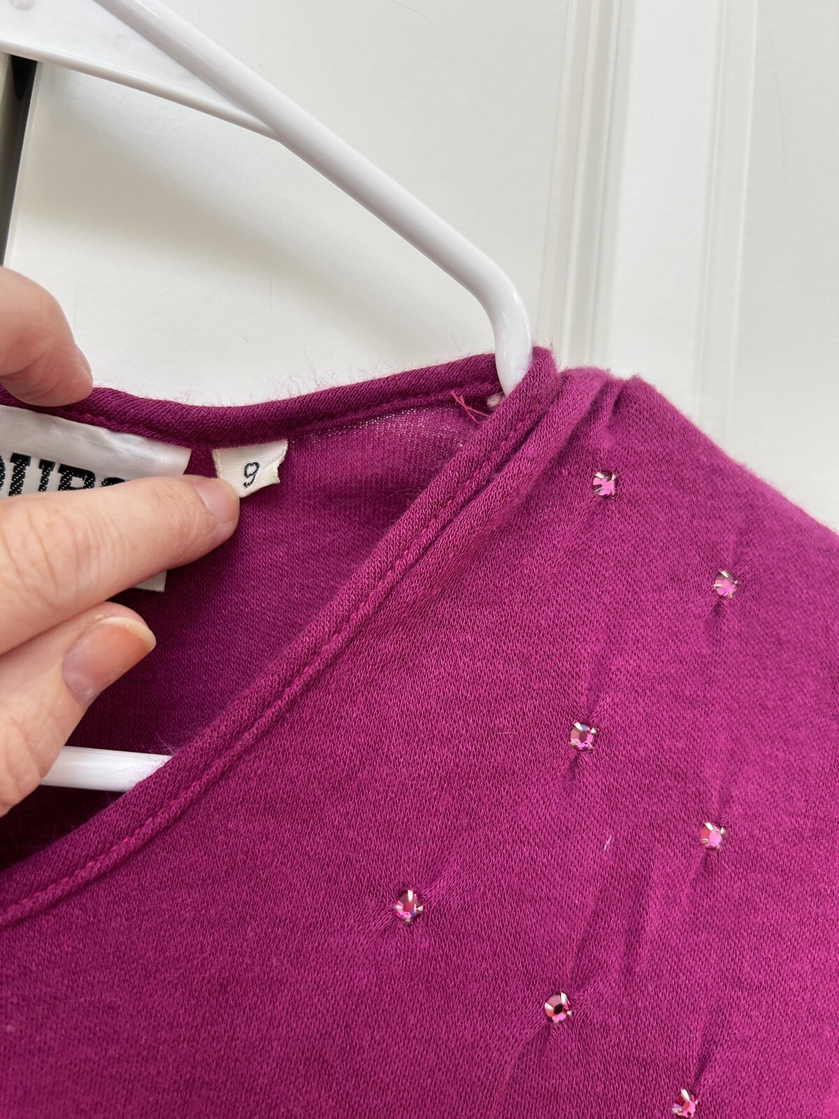 VINTAGE Stretch Waist Knit Dress Sparkle Shoulder Detail S/M BOLD Purple Color