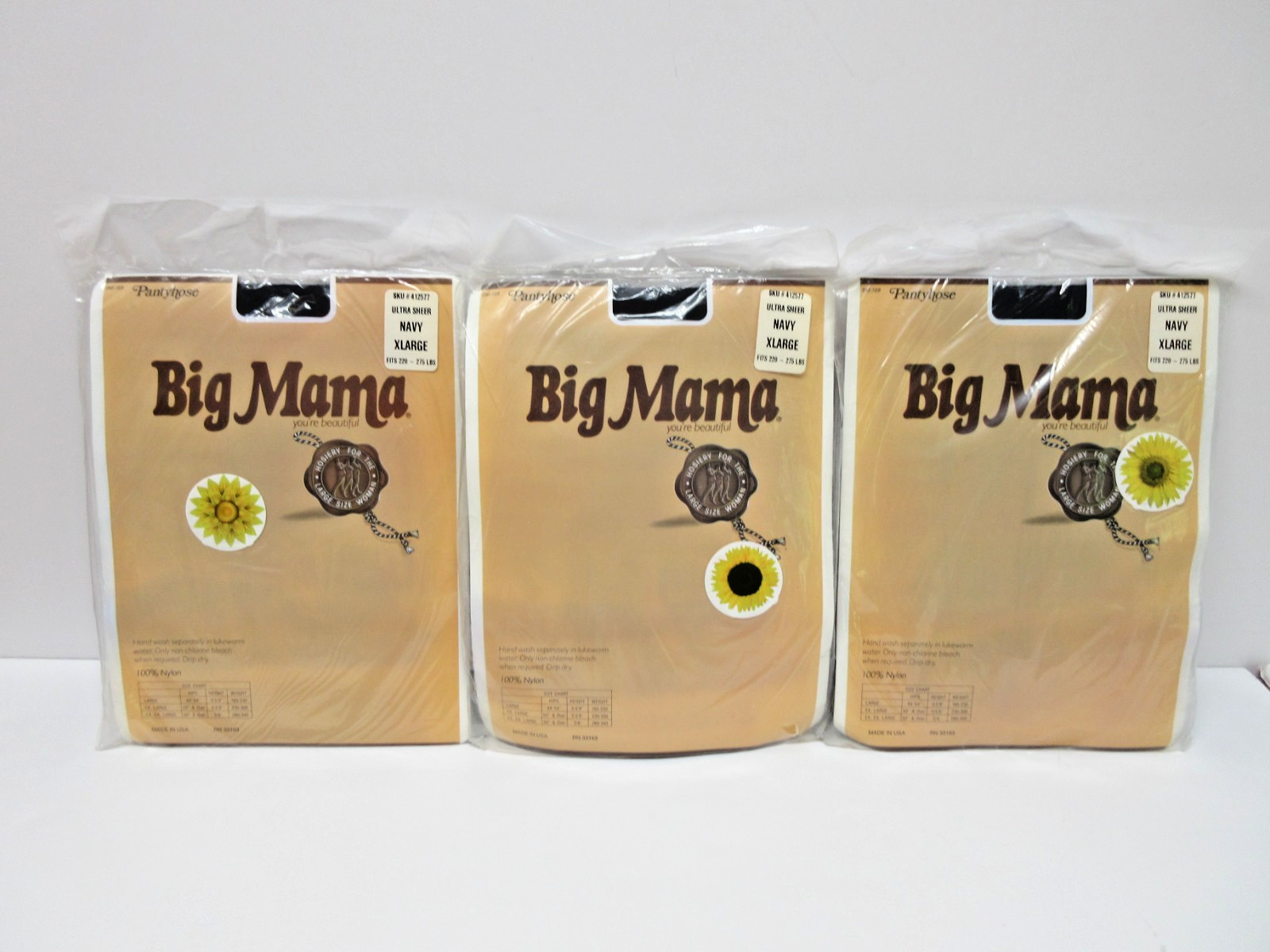 BIG MAMA Pantyhose Lot of 10 Pairs XL 220-275 lbs. + XXL 250-310 lbs. Vintage