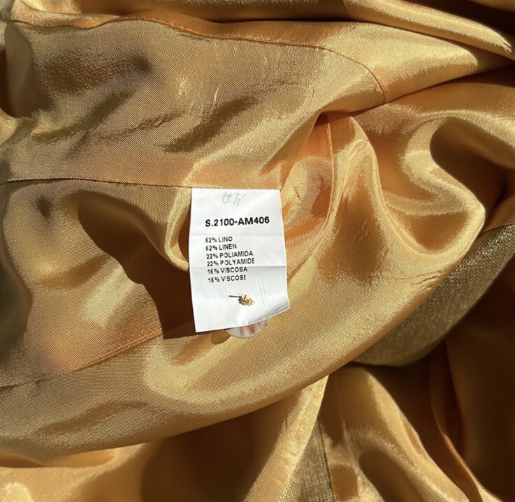 Isabel De Pedro Mr. Cat Gold Linen Viscose Blend Lined Blazer Jacket Women’s 6