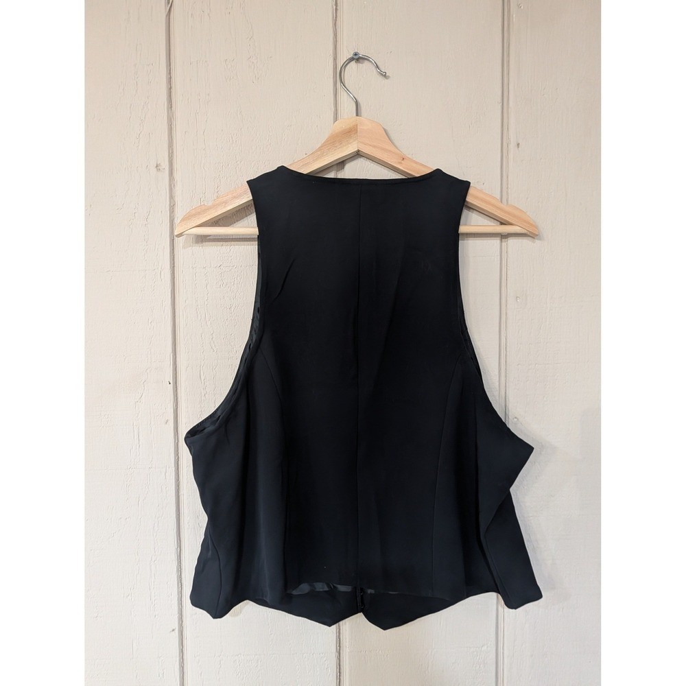 Vintage Y2K Black Stretch Waistcoat Vest Size 16 Quiet Luxury Minimalist