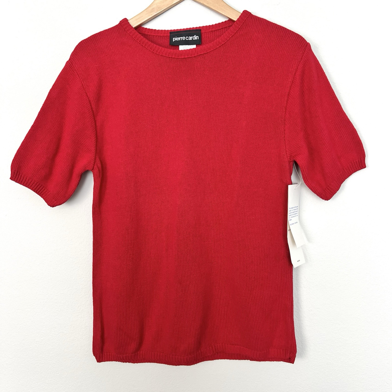 Vintage 90s Pierre Cardin Red Knit Pullover Sweater Deadstock Womens Small Prep