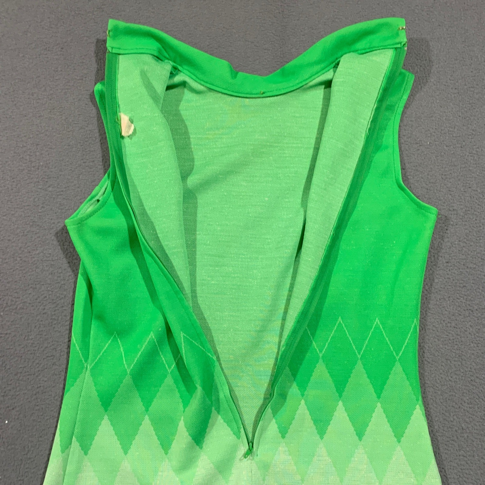 De Saix 3 Piece Pant Suit Women S/M Green Argyle Vintage 70s Mod Disco Knit Set