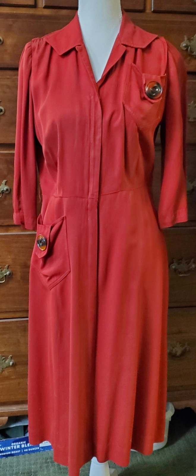 1930s 40s Rayon Dress DECO High Style Hollywood Georgiana AMAZING Cond S/M Chic!