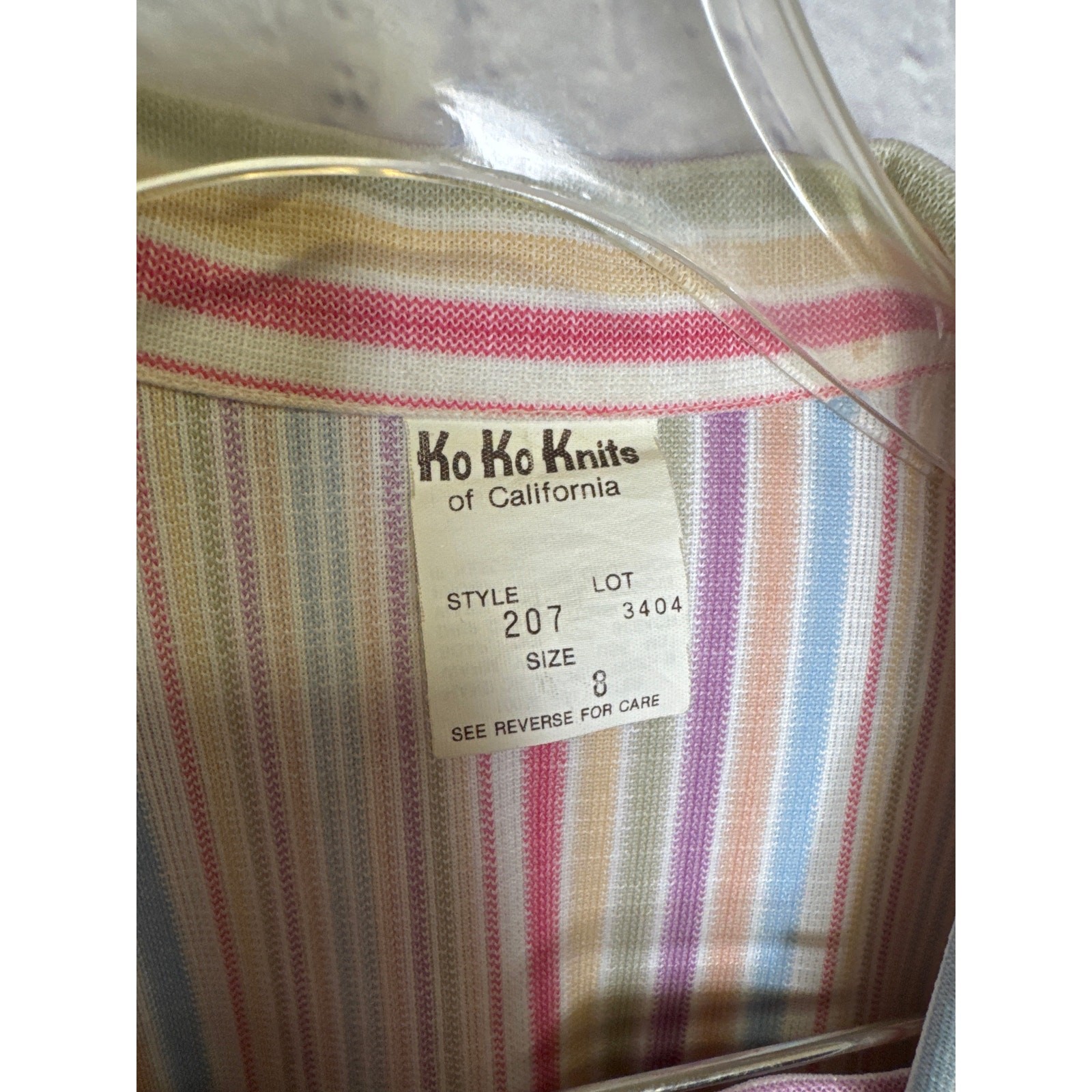 Ko Ko Knits Vintage Women’s 2 Piece Multicolor Striped Skirt Suit Size 8