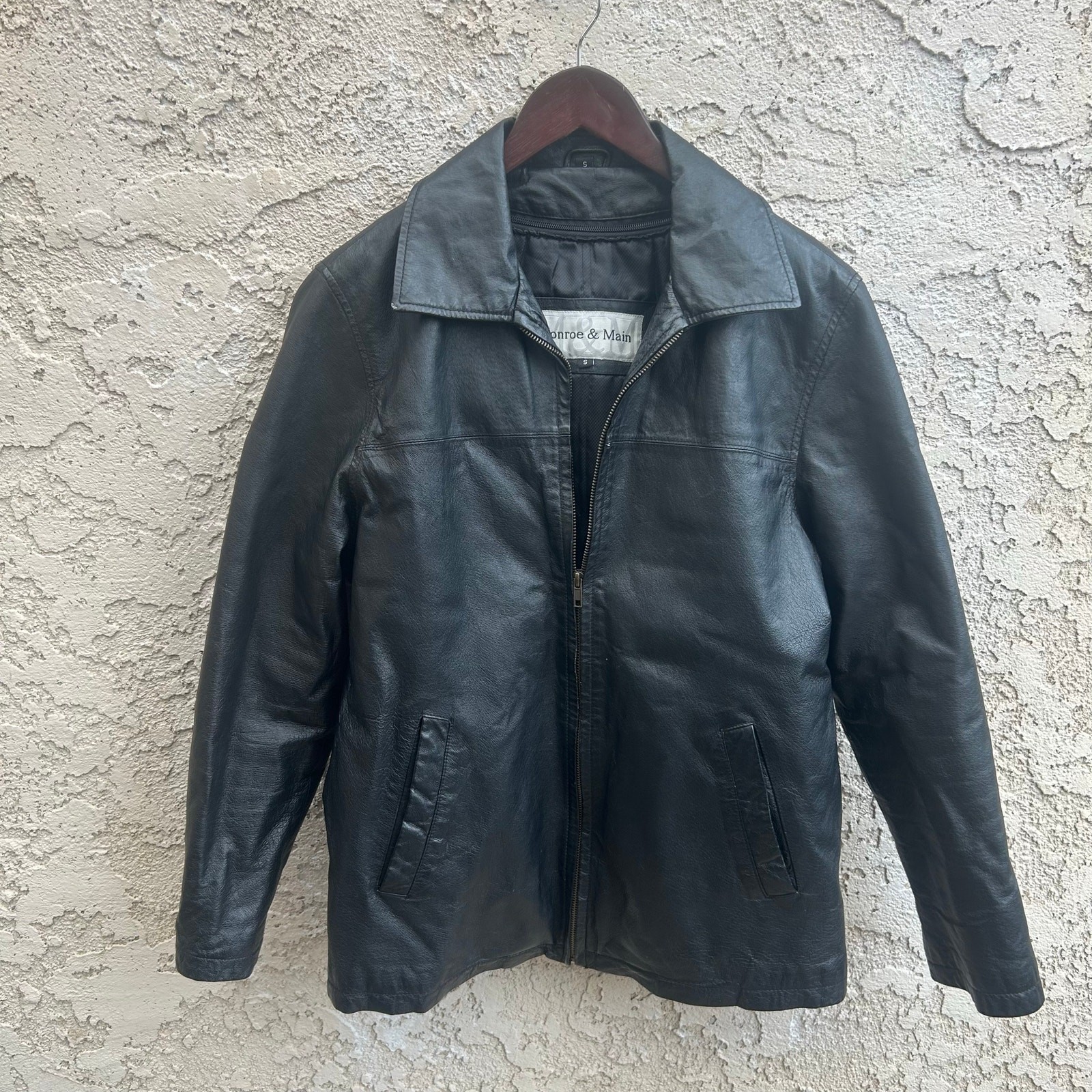 Vintage Monroe & Main Black Leather Jacket Size Womens Small