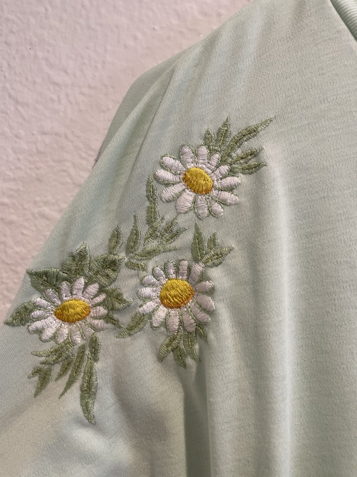 Vtg 70s 80s Cyn Les Shirlee Designs Daisy Embroidered Sweatshirt Large Mint