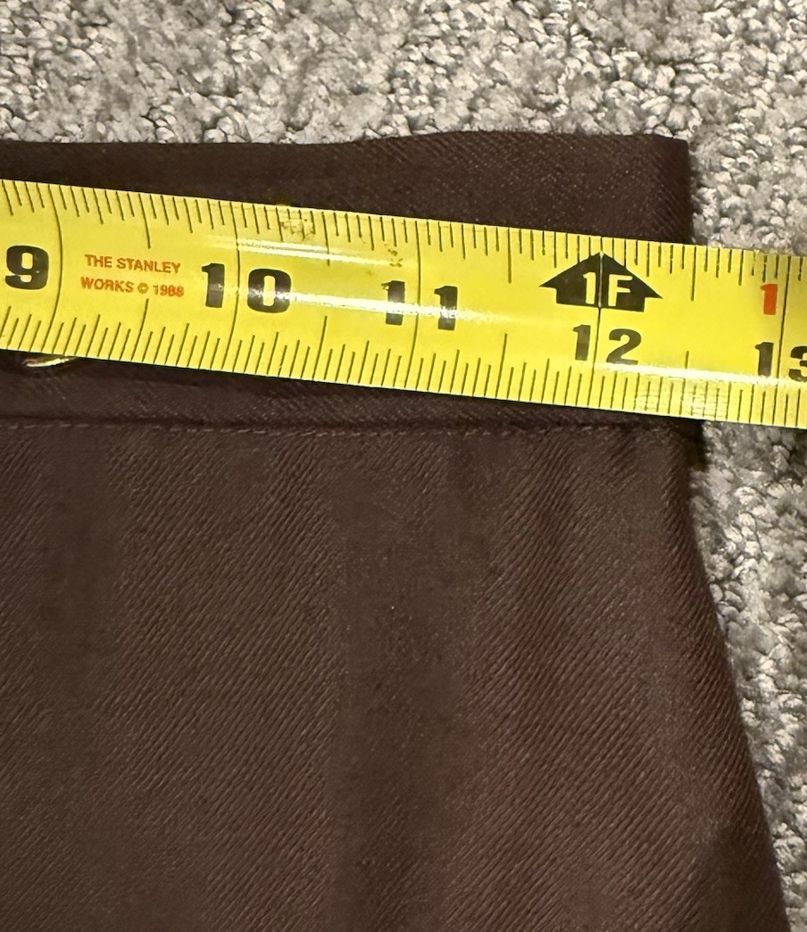 Vintage 70s Custom Brown High Waisted Aline Retro Midi Skirt Slit Secretary S