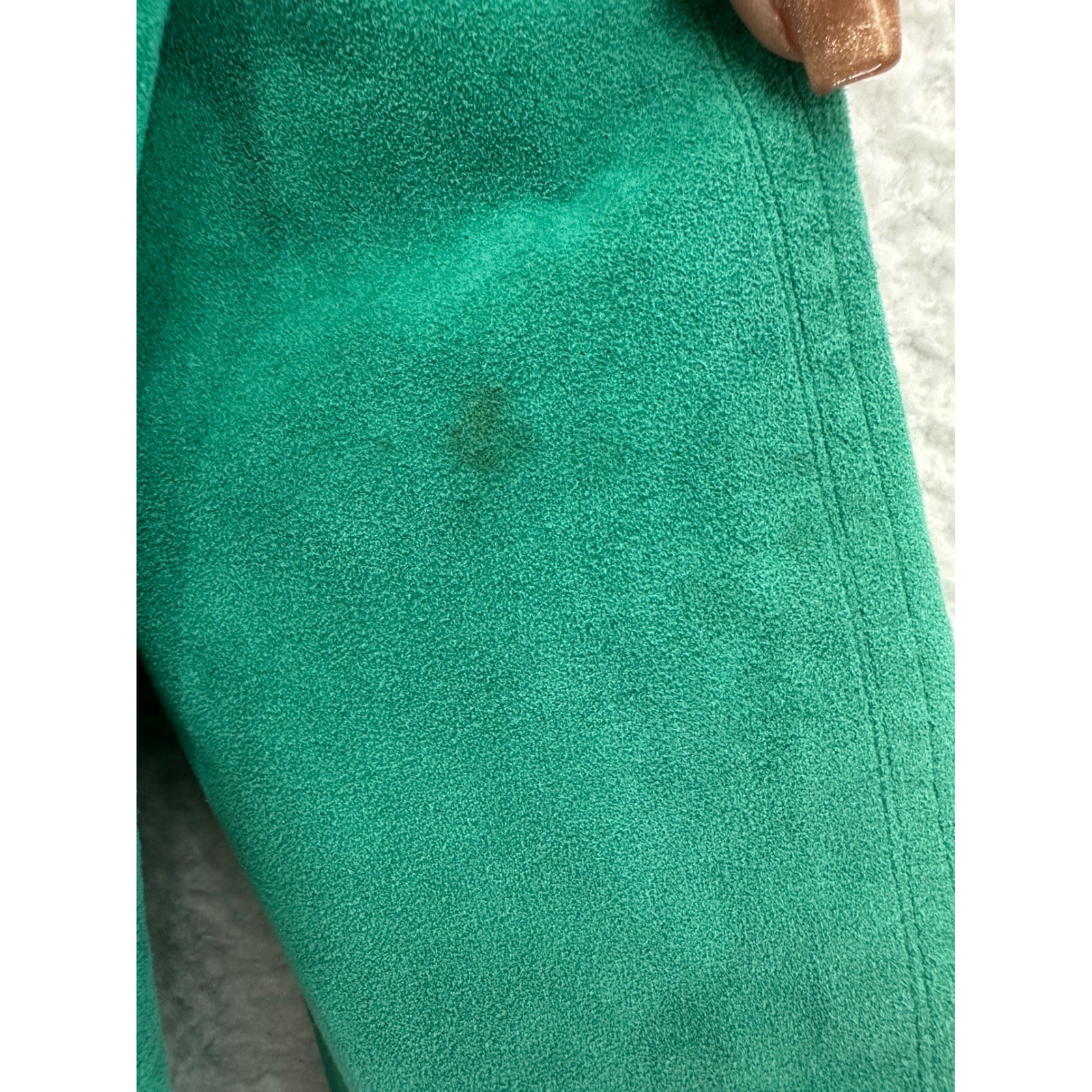 Vintage Ultrasuede Green Mock Neck Button Front Jacket Made in USA Size 12