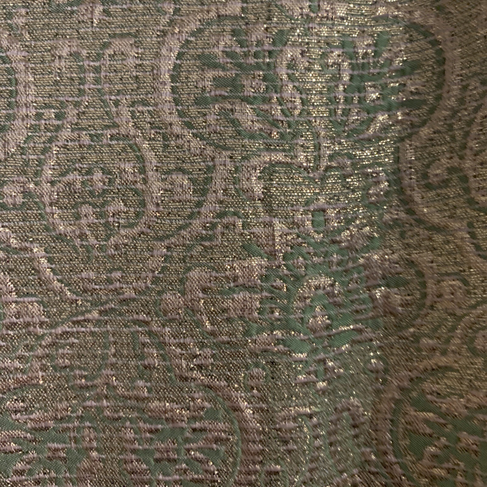 Long Vest Vtg MCM Embroidered Gold and Green Thai Silk Gold L Wedding