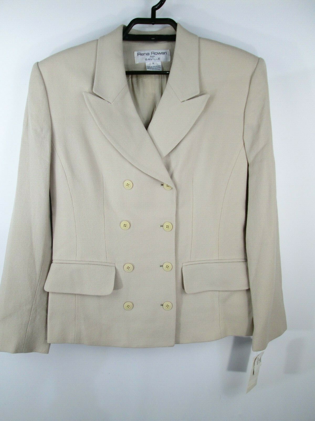 Vintage Rena Rowan for Saville Wool Blazer Womens Sz 6 Ecru NWT Double Breasted
