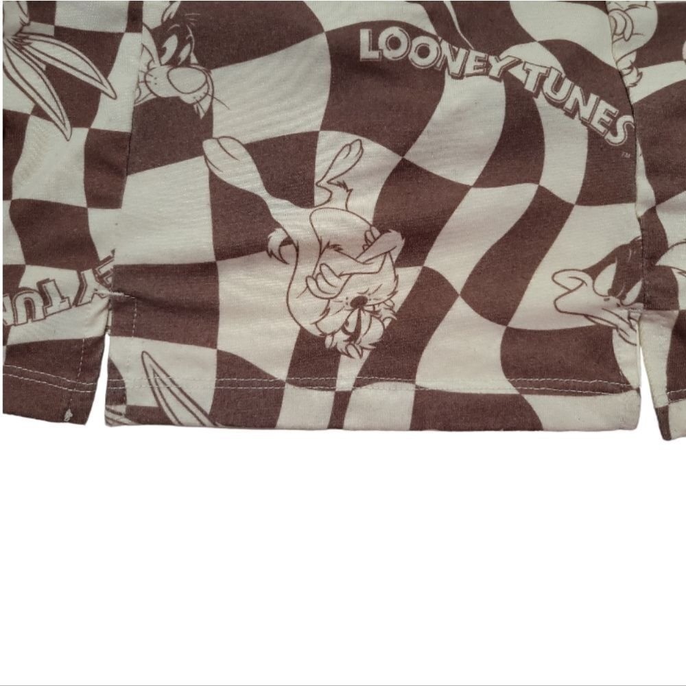 LOONEY TUNES Brown/Cream Soft Elastic Waist Mini Skirt Size XS