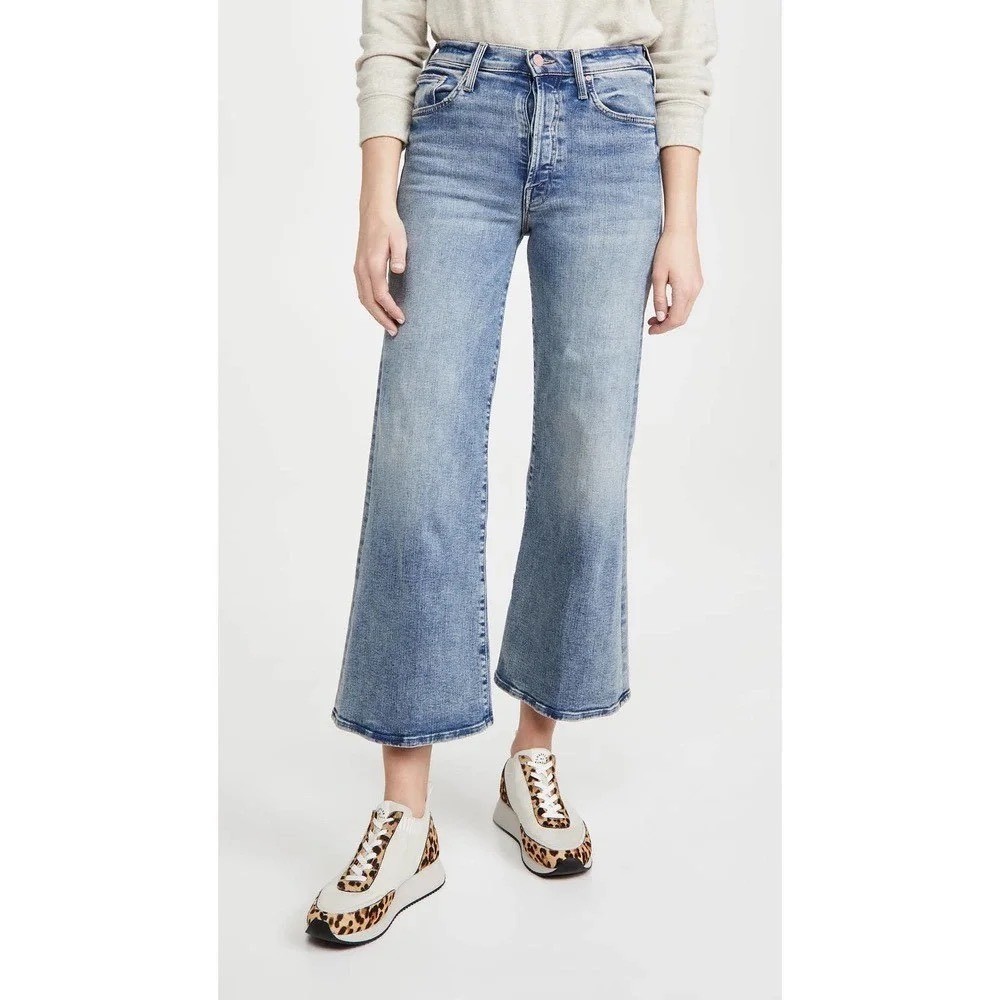 MOTHER The Tomcat Roller Ankle 27 Light Blue Jeans Wide Leg Crop