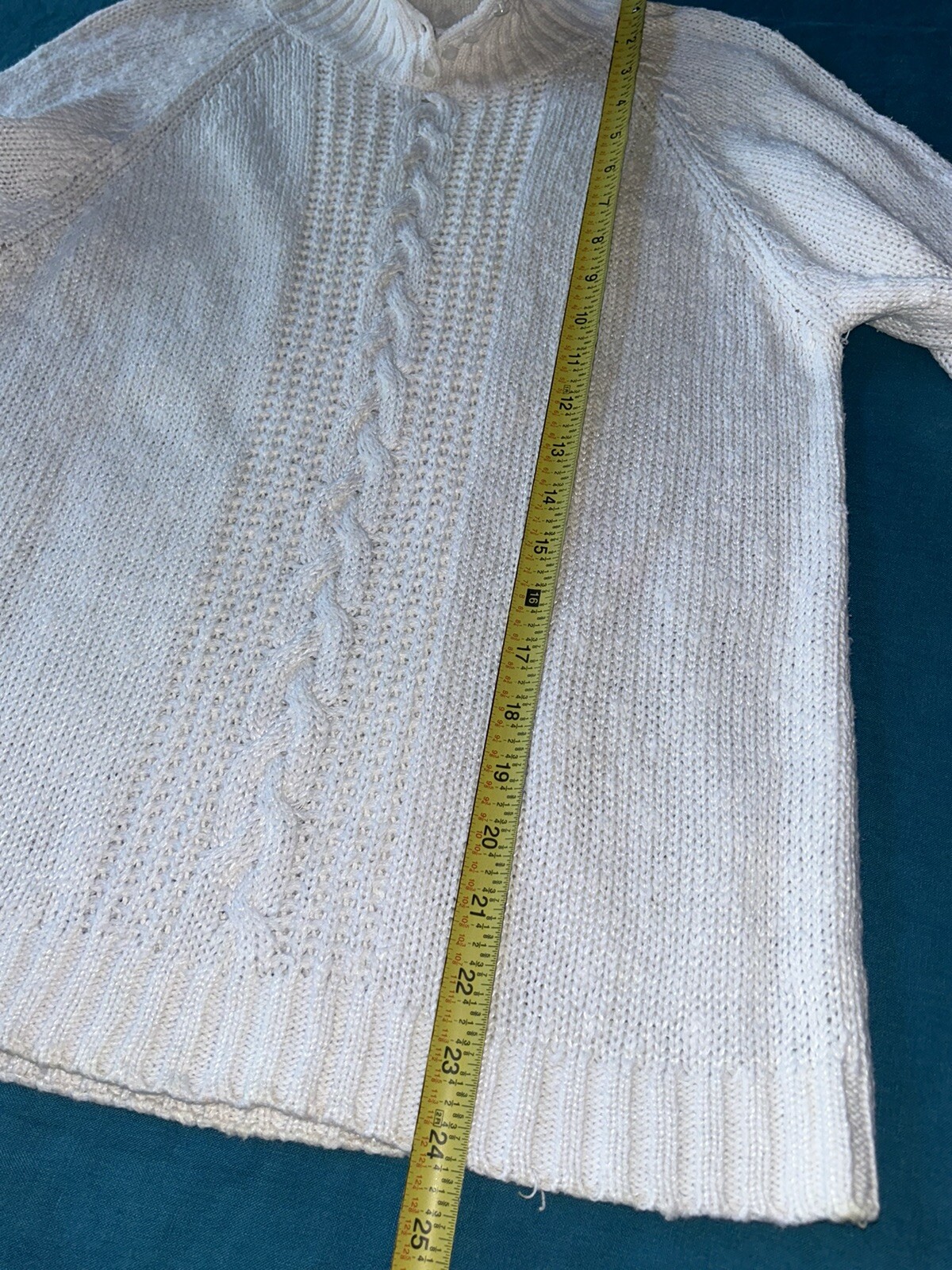 Vintage 80’s Linen Cotton Ramie Sweater SML Sport Button Collar 3/4 Sleeve S/M
