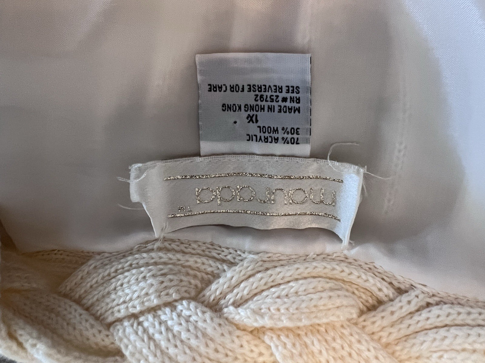 Maurada Vintage Ivory Knit Long Cardigan With Bishop Sleeves Size 1X- 2XL